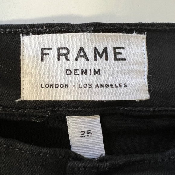 Frame Womens Le Skinny de Jeanne Jeans Raw Stagger Crop Mid Rise Black size 25 - Picture 12 of 16